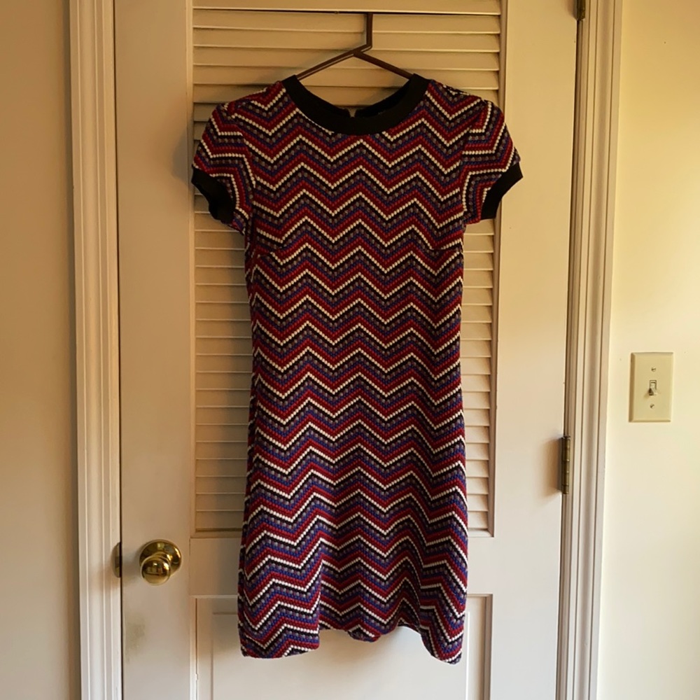 Zara Women’s Knit Mini Dress Diagonal Print ❤️🤍💙